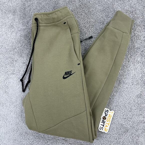 Nike Tech Fleece Joggers Pants Mens XS Olive Slim Tapered Zip Pocket Sweatpants - Picture 1 of 12